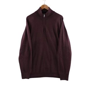 Enzo Mantovani Mens Cashmere Silk Quarter Zip Sweater Italy‎ Burgundy Size XL